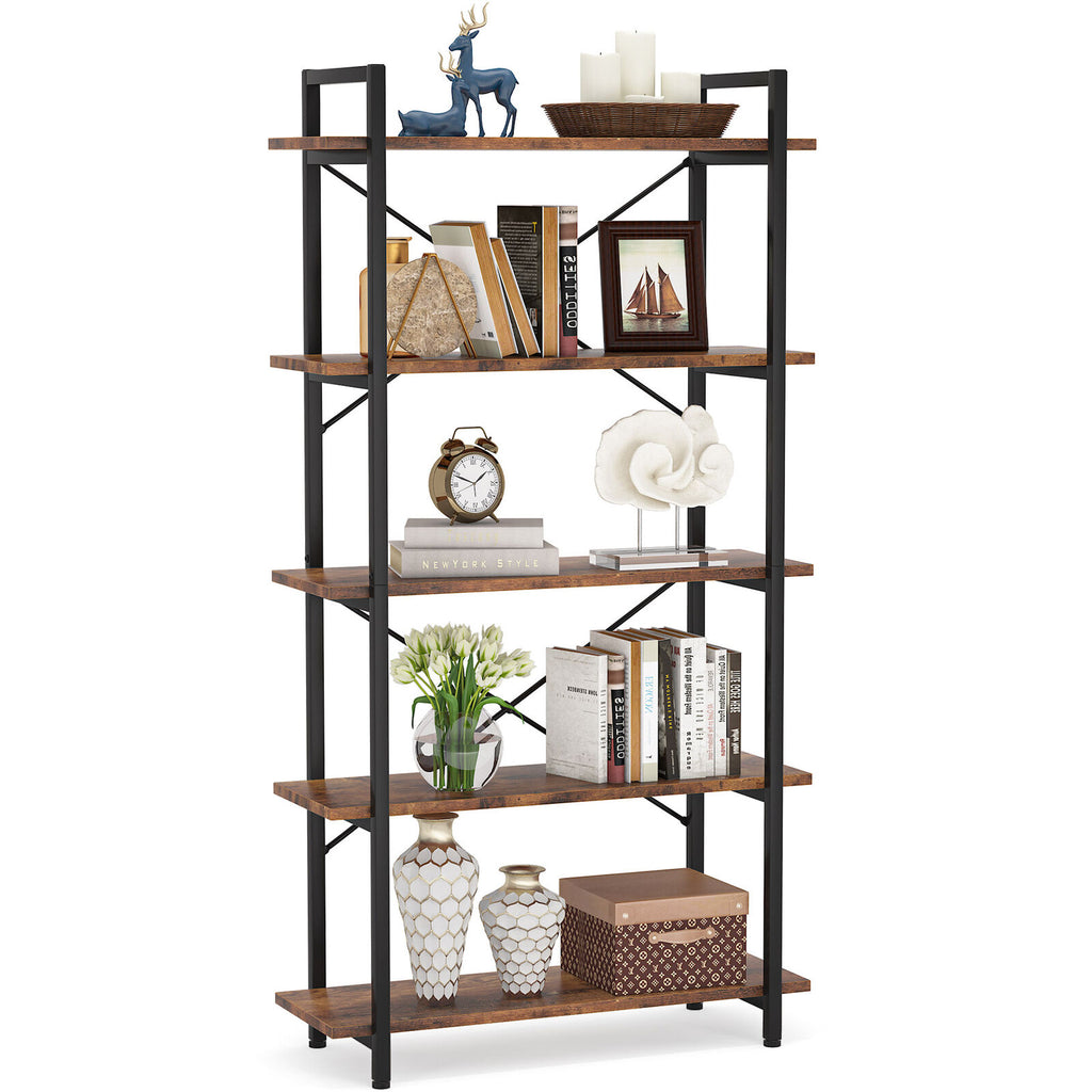 5 Tier Rustic Brown Bookcase V4807