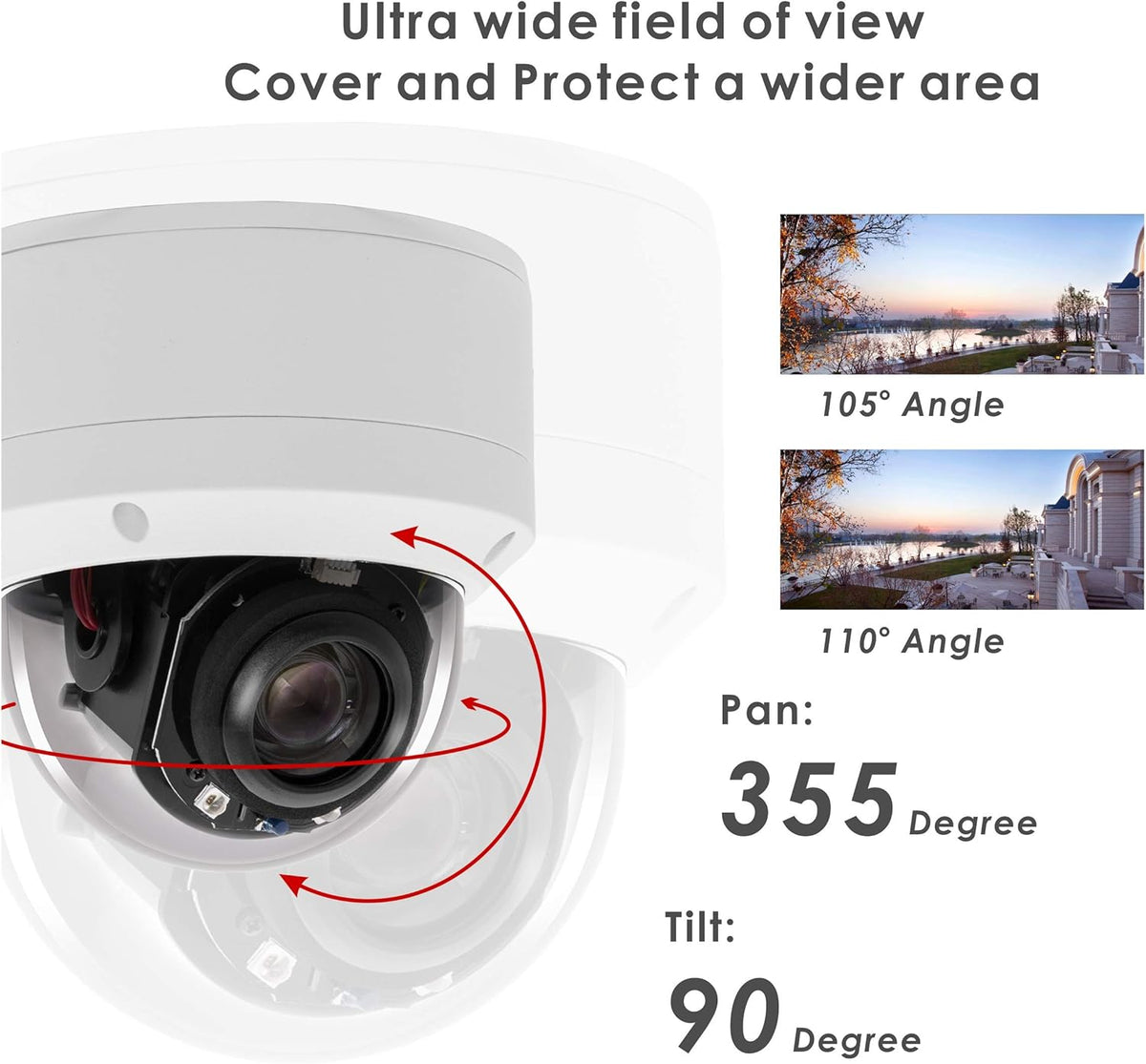 H.265 HD 1080P Security POE PTZ Dome Camera with 2.7-13.5mm Motorized Lens 5X Zoom F30943