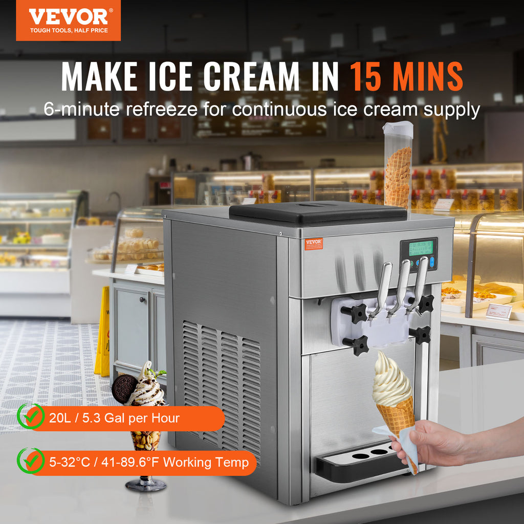 Commercial Soft Serve Ice Cream Machine 3 Flavor Countertop R77076
