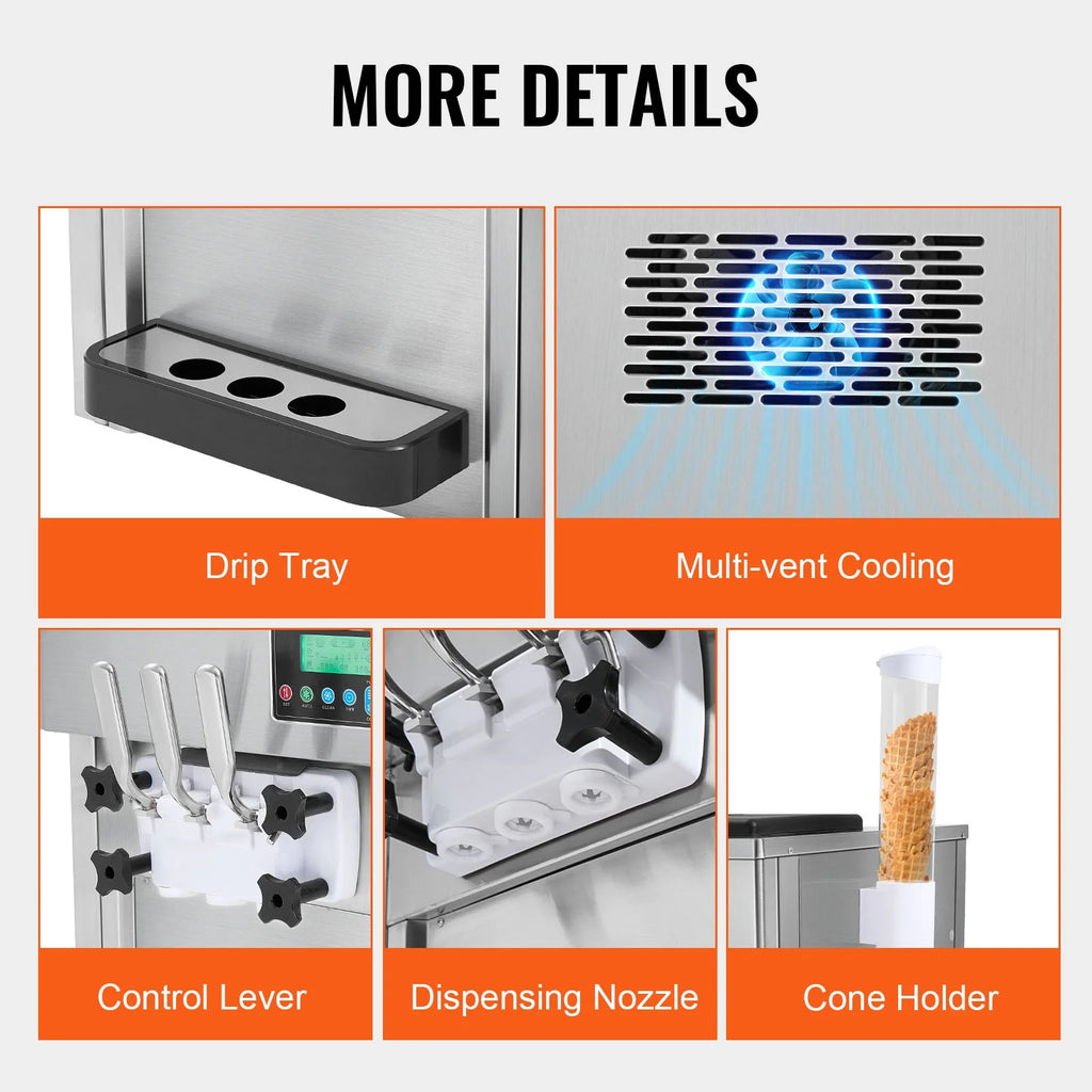 Commercial Soft Serve Ice Cream Machine 3 Flavor Countertop R77076