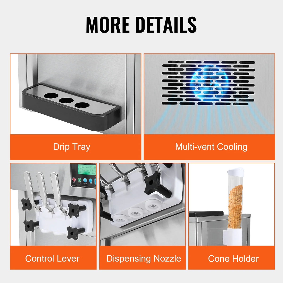 Commercial Soft Serve Ice Cream Machine 3 Flavor Countertop R77076