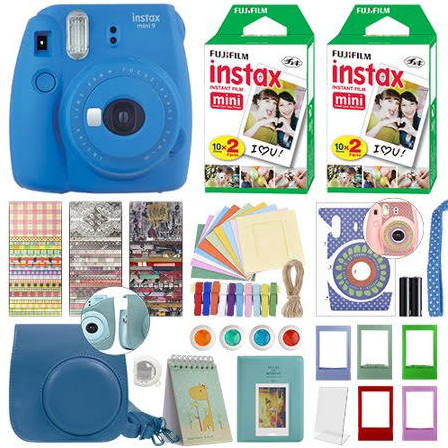 Cobalt Blue Instant Film Camera with 40 Film Bundle H7392