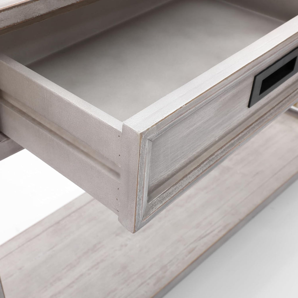 Whitewashed Wood Console Table with Drawers L82423
