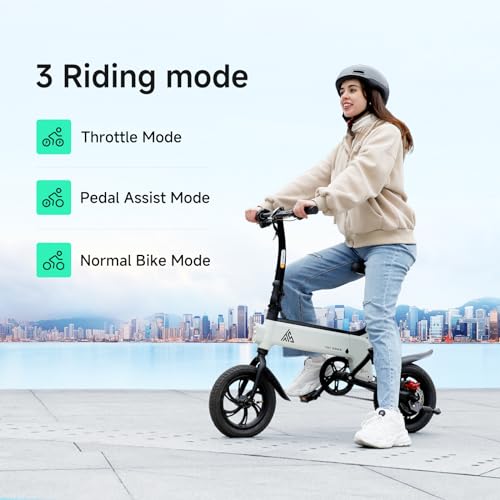 Folding Electric Bike 450W Peak Motor 16MPH 15 Miles 12" Pneumatic Tires L1969