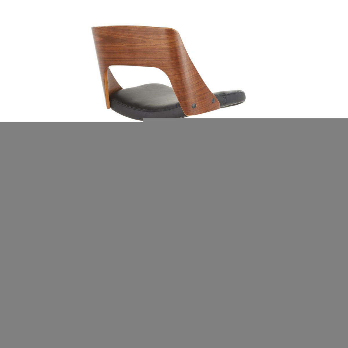 Adjustable Swivel Barstool in Chrome, Walnut and Black Faux Leather - Set Of 2 K972