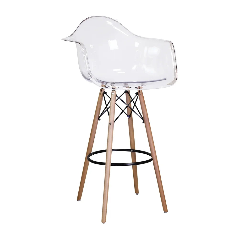 Clear Counter Stool with Wooden Dowel Base X965