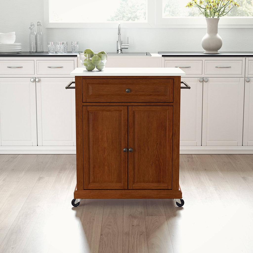 Cherry Granite Top Kitchen Cart L4669