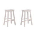 White Solid Wood Saddle Bar Stool, Set of 2 P285