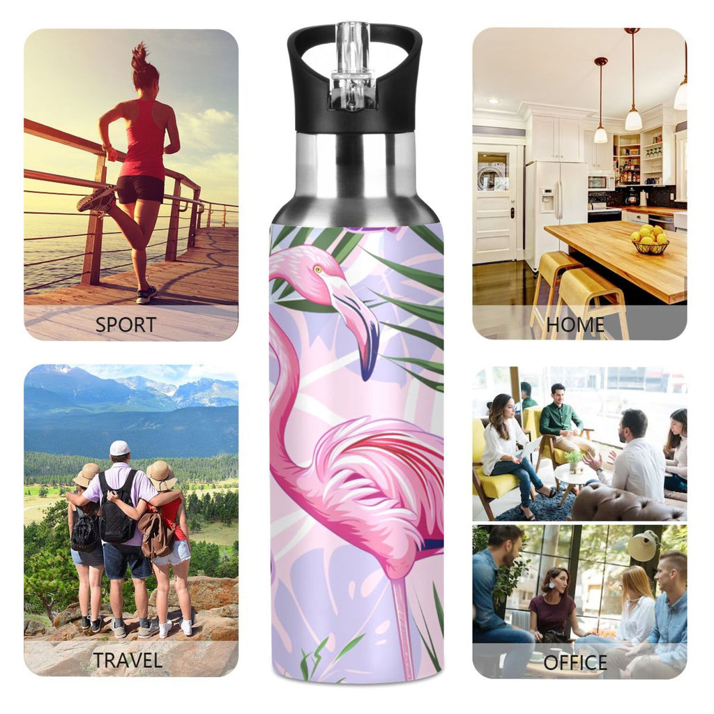 20 oz Insulated Stainless Steel Water Bottle with Straw Lid U4106