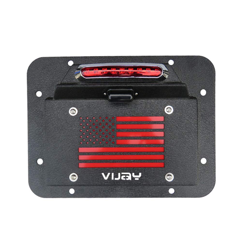 Spare Tire Delete License Plate Relocation Kit with Plate Light and Third Brake Light for Wrangler JK JKU E10861