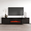 Floating Fireplace TV Stand for TVs up to 80", High Gloss 72" Entertainment Center S2135