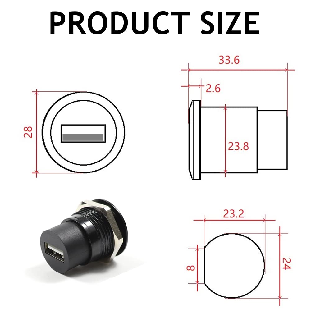 USB 2.0 Panel Mount Coupler Female to Female Bulkhead Adapter with Dustcap S754220