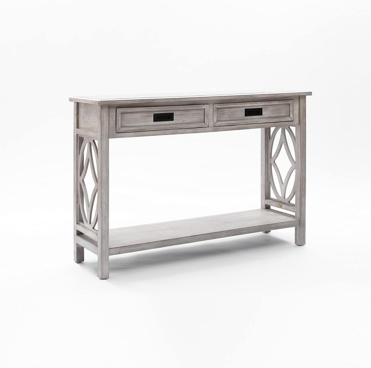 Whitewashed Wood Console Table with Drawers L82423