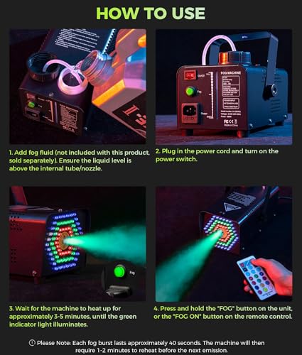 72-LED Fog Machine with Color-Changing Lights & Wireless Remote Control K4125
