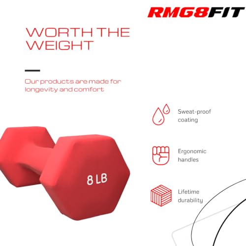 Neoprene Coated Dumbbell Hand Weight Pairs, 2LB, 4LB, 6LB, 8LB N5597
