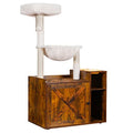 Cat Tree with XL Litter Box Enclosure, Rustic Gray Y3995