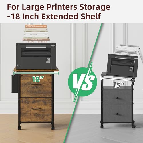 Rustic Brown Mobile File Cabinet with 2 Fabric File Drawer Y40163