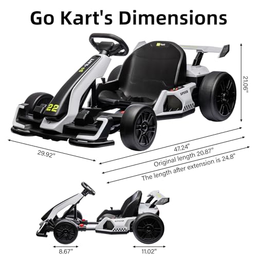 24V Electric Go Kart with 300W Motor, Eva Tire, White X3497