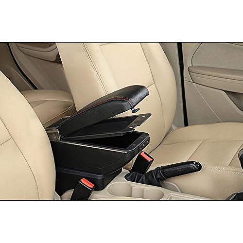 Black Car Center Console Armrest Box Storage Organizer with Cup Holder & Ashtray & 7 USB Ports Y330771