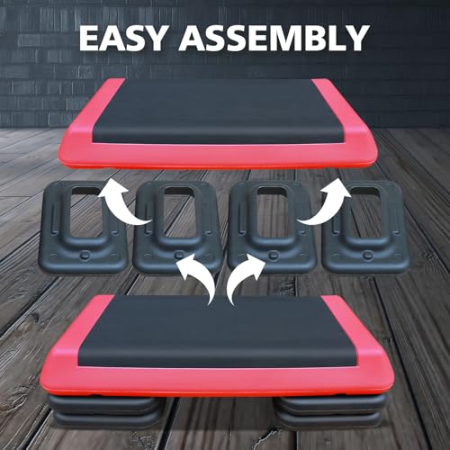 28.5'' Adjustable Aerobic Step Platform with 4 Risers (Red Grey) O745