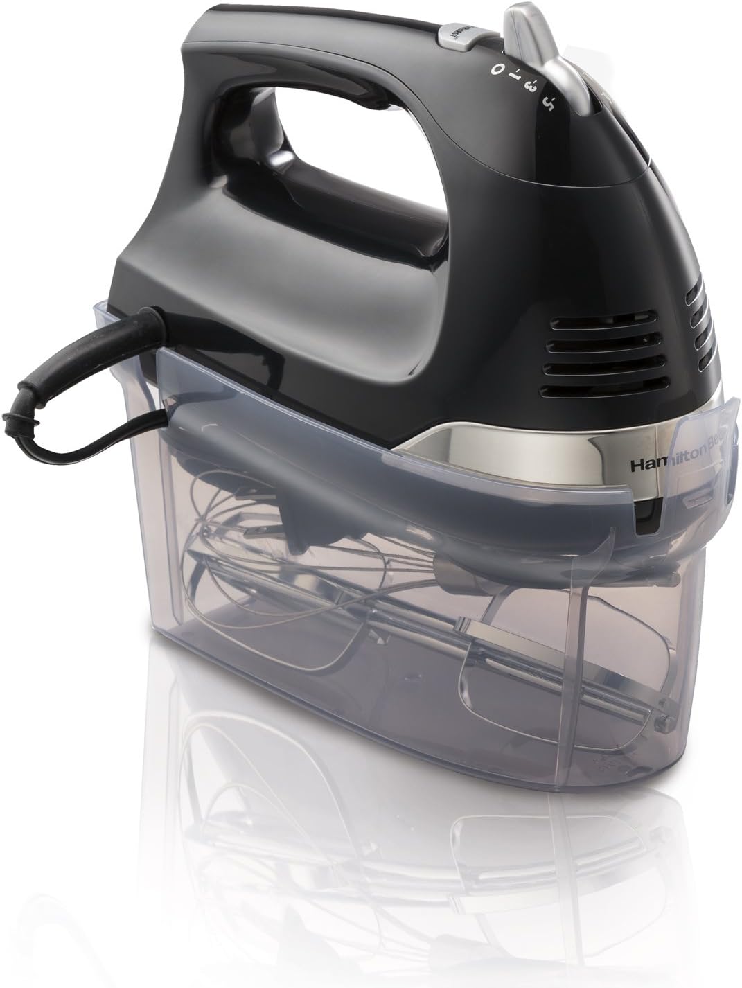 6-Speed Electric Hand Mixer with Storage Case, Beaters, Whisk and Bowl Rest, Black H559