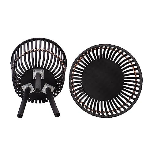 Set of 2 Bamboo Wood Planters on Stands, Brown/Black E8417