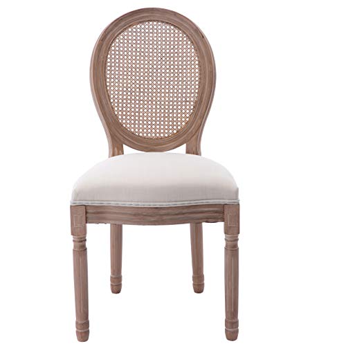 Dining Chairs Set of 2 Fabric Cane Upholstered Solid Wood Frame U35939