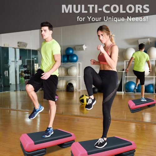 28.5'' Adjustable Aerobic Step Platform with 4 Risers (Red Grey) O745