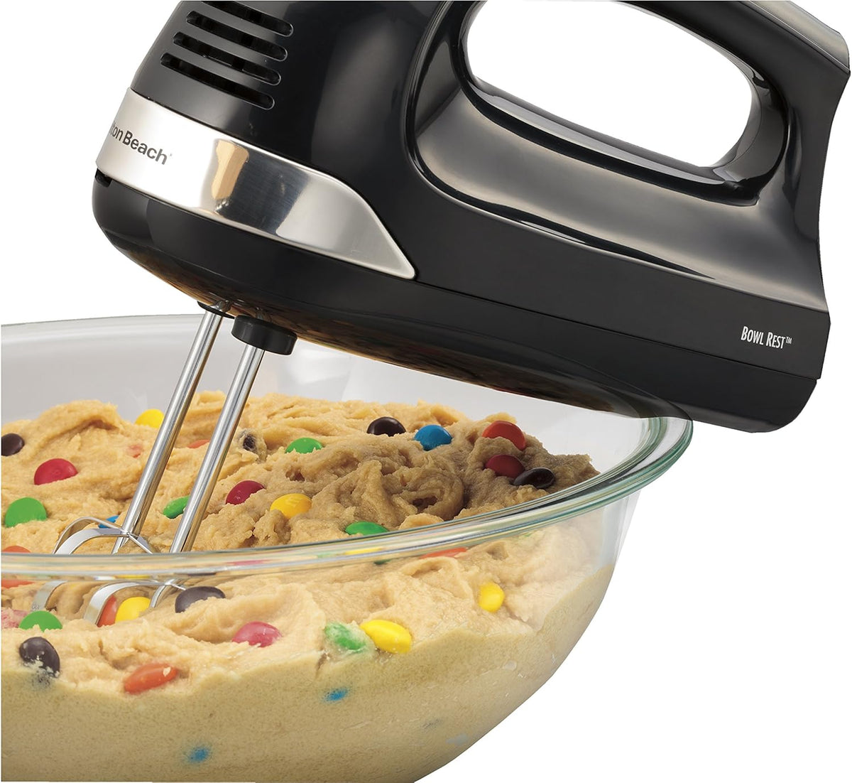 6-Speed Electric Hand Mixer with Storage Case, Beaters, Whisk and Bowl Rest, Black H559