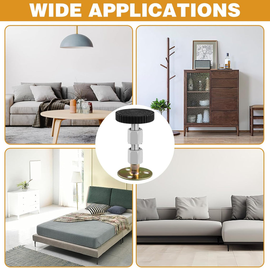 4 Pcs Adjustable Furniture Legs with 16 Thread, 64-87mm E70293
