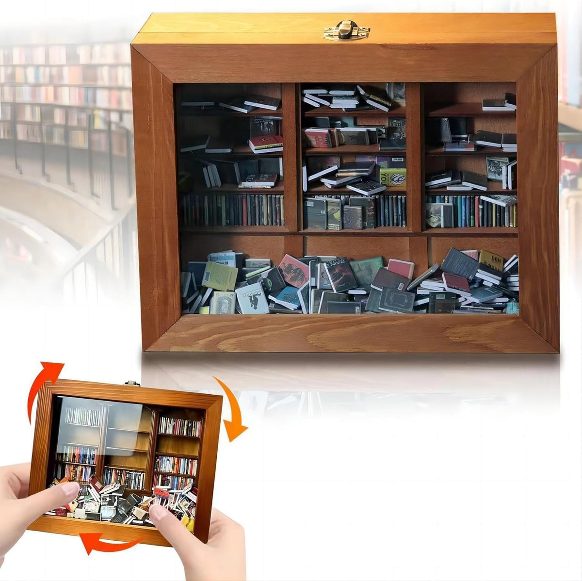 Miniature Book Library with 200PCS Mini Bookshelf E236402