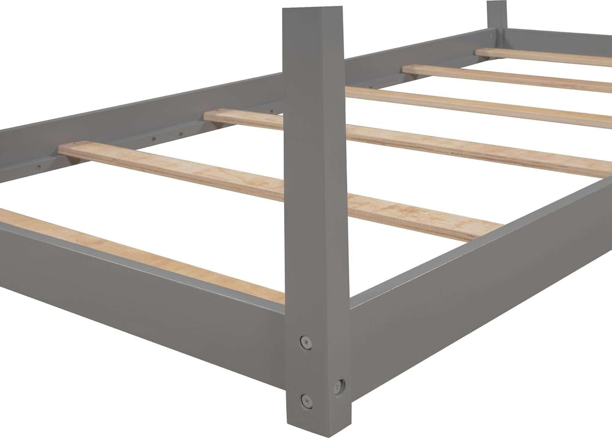 Gray Twin Size Wooden House Bed Z36368
