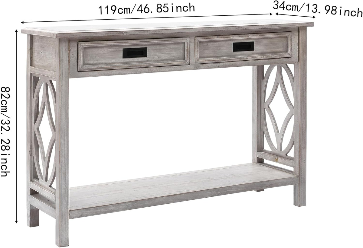 Whitewashed Wood Console Table with Drawers L82423
