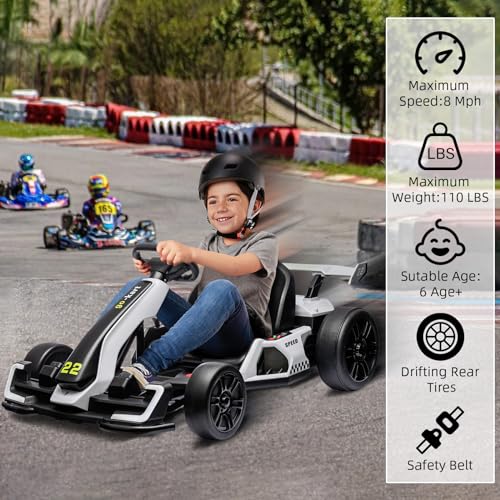 24V Electric Go Kart with 300W Motor, Eva Tire, White X3497