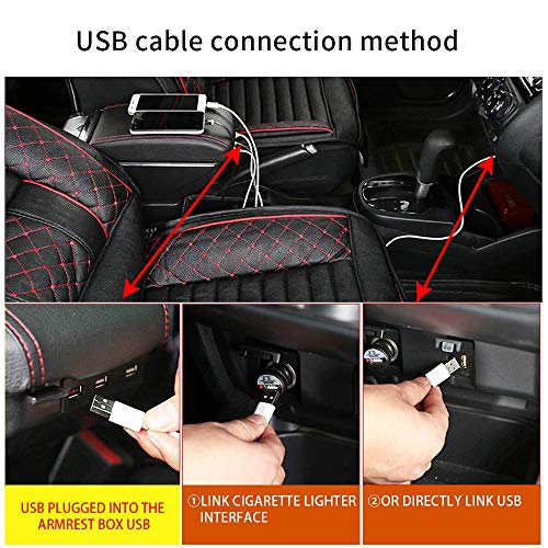 Black Car Center Console Armrest Box Storage Organizer with Cup Holder & Ashtray & 7 USB Ports Y330771