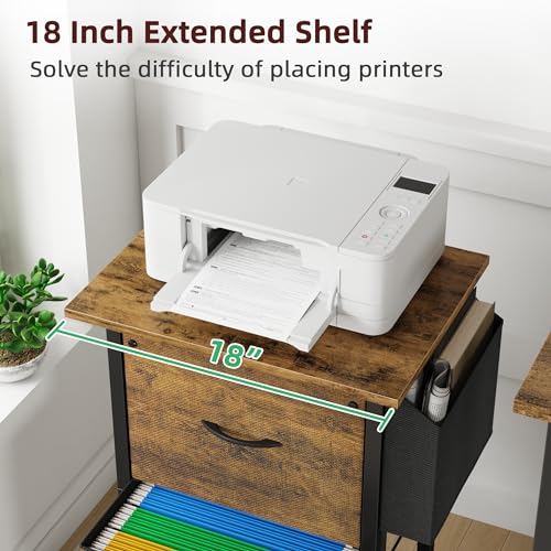 Rustic Brown Mobile File Cabinet with 2 Fabric File Drawer Y40163