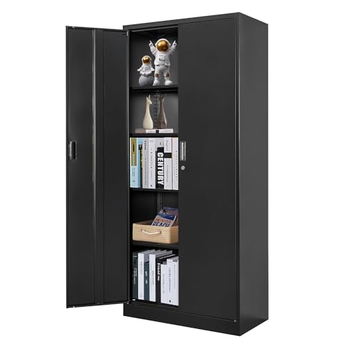 72" Lockable Steel Storage Cabinet with Doors and Shelves E573