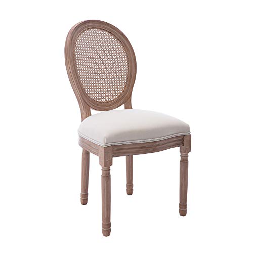 Dining Chairs Set of 2 Fabric Cane Upholstered Solid Wood Frame U35939
