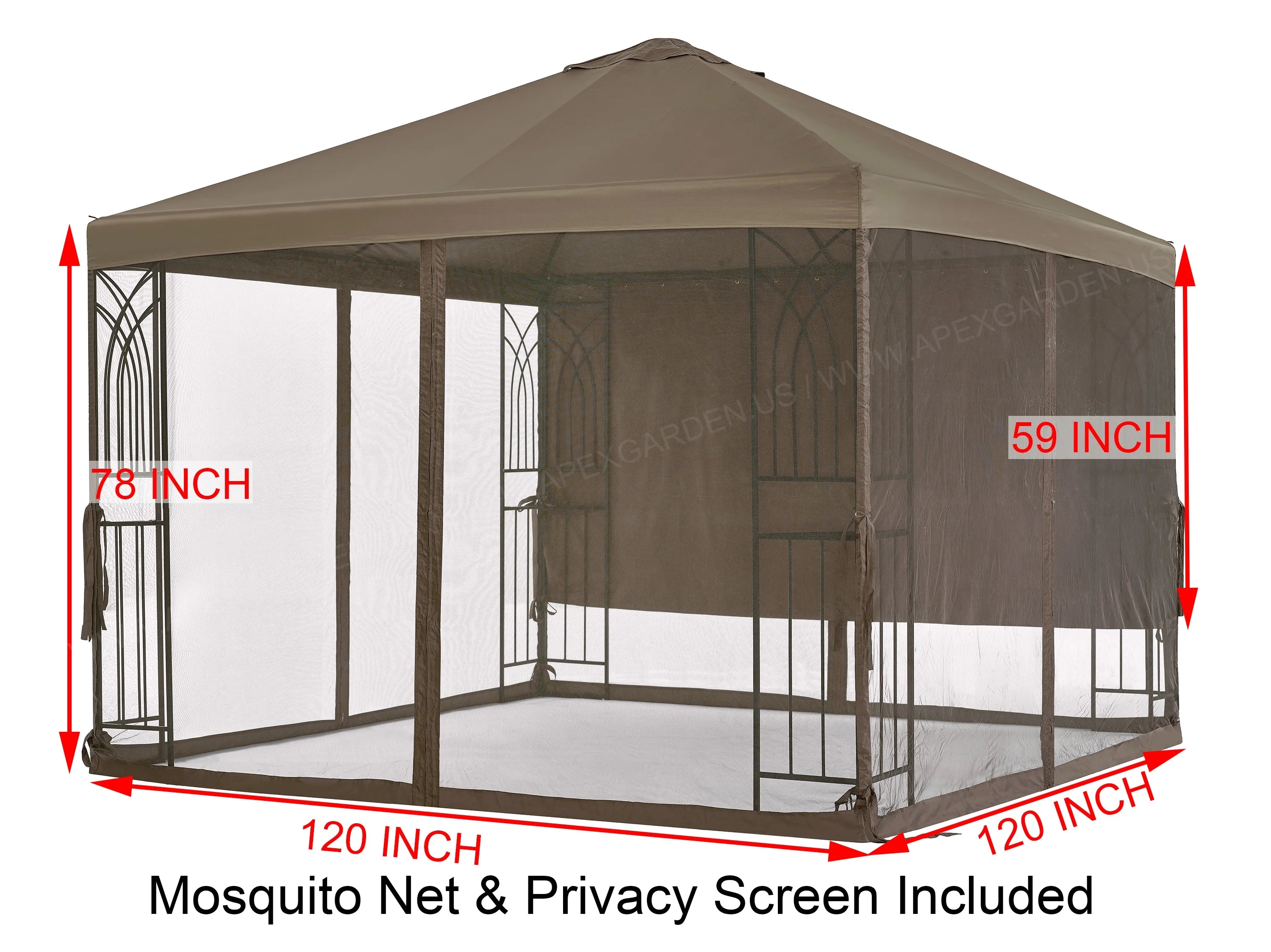 10' x 10' Single-Tier Steel Gazebo with Mosquito Net J496