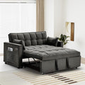 Black Velvet 2 Seater Convertible Sleeper Sofa with Pullout Bed Z71317