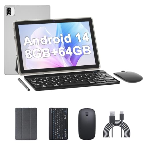 10.1 Inch Android Tablet with Keyboard Mouse Case Stylus 64GB ROM 8GB RAM W65284