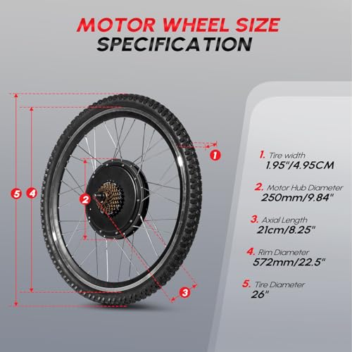 48V 1000W 26" Front/Rear Wheel Electric Bike Hub Motor Kit Y5576