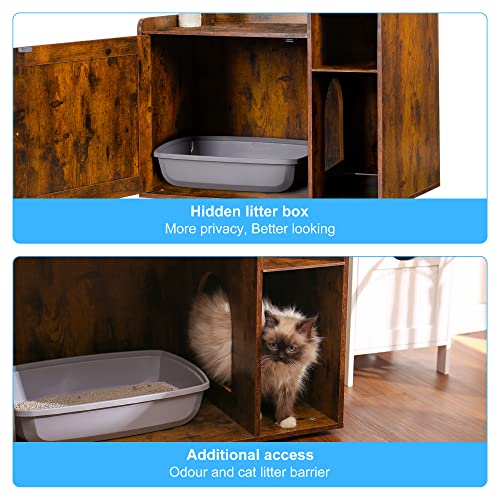 Cat Tree with XL Litter Box Enclosure, Rustic Gray Y3995