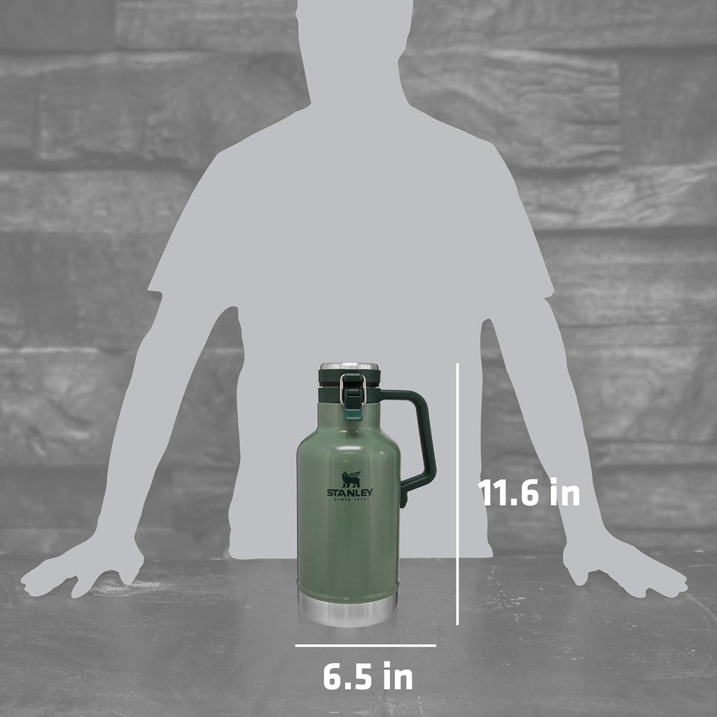 64oz Stainless Steel Vacuum Insulated Beer Growler with 4 Metal Tumblers X4323