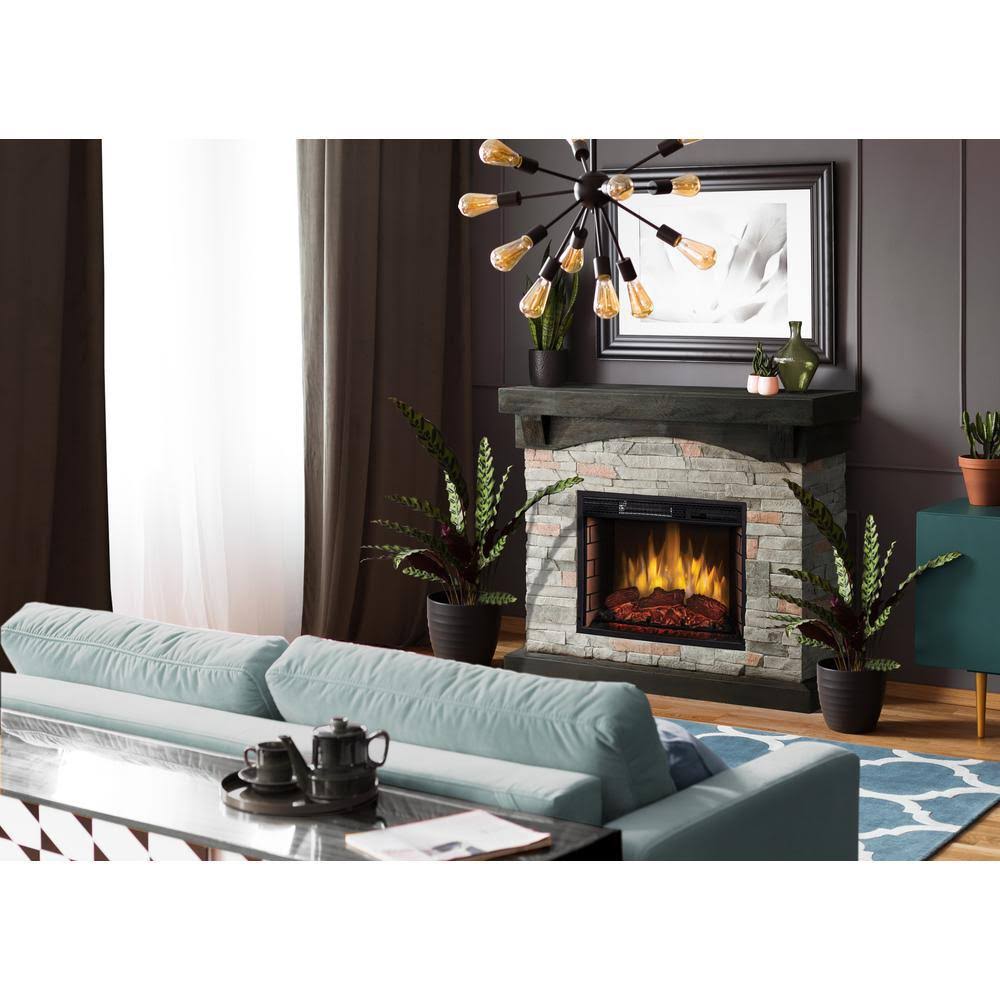 42x22 Grey Faux Stone Electric Fireplace P4630
