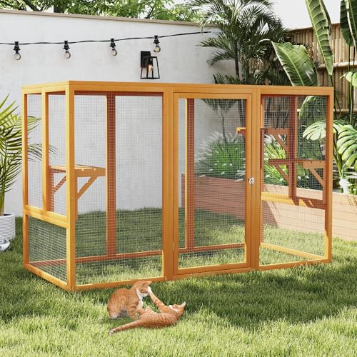 Grey Wooden Cat Enclosure V518961