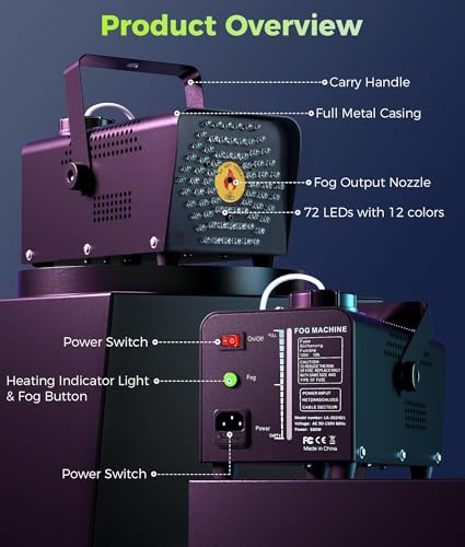 72-LED Fog Machine with Color-Changing Lights & Wireless Remote Control K4125