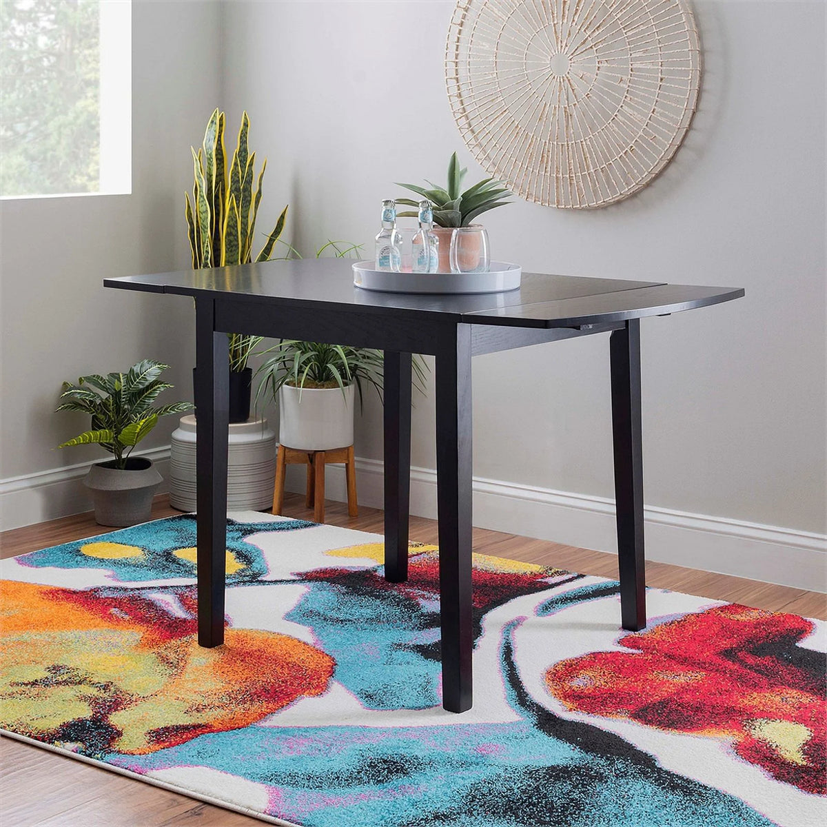 Black Wood Square Drop Leaf Table K2432