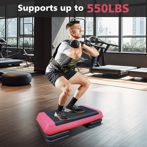 28.5'' Adjustable Aerobic Step Platform with 4 Risers (Red Grey) O745