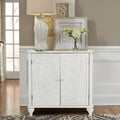 White Distressed Accent Storage Cabinet with 2 Doors L3269